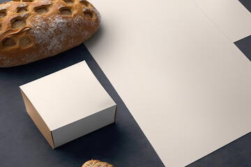 Illustration of bread branding mockup. AI generation