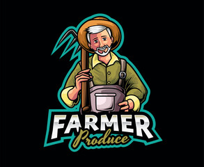 Farmer Mascot Logo Design. Loyal and Hardworking Farmer Mascot Illustration