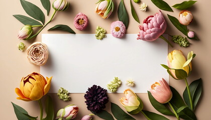 Spring Floral Border with Paper White Space for Copy
