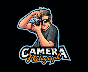 Photographer Mascot Logo Design. Picture Perfect, Mascot Illustration of a Photographer