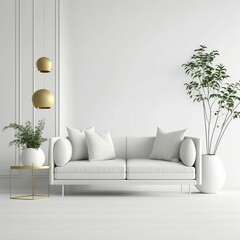Modern Living Room White Walls with White Couch Modern Decor