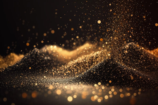 glitter lights grunge background, gold glitter abstract Twinkly Lights Background. Generative AI.