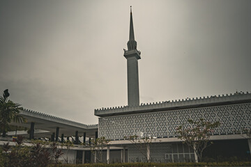 National Mosque of Malaysia outside view and minaret Kuala Lumpur