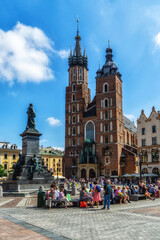 Obraz premium St Mary Basilica in the Main Square of Krakow, Poland.