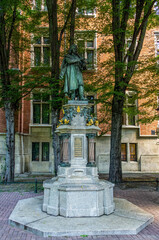 Nicolaus Copernicus with astrolabe in hands statue in front of the Jagiellonian University building. Artist Cyprian Godebski, 1900.