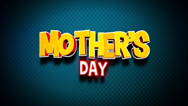 Mother Day cartoon text on grid pattern, motion abstract business, promo and holidays style background