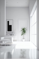 Obraz na płótnie Canvas Generative ai white minimalist living room interior design