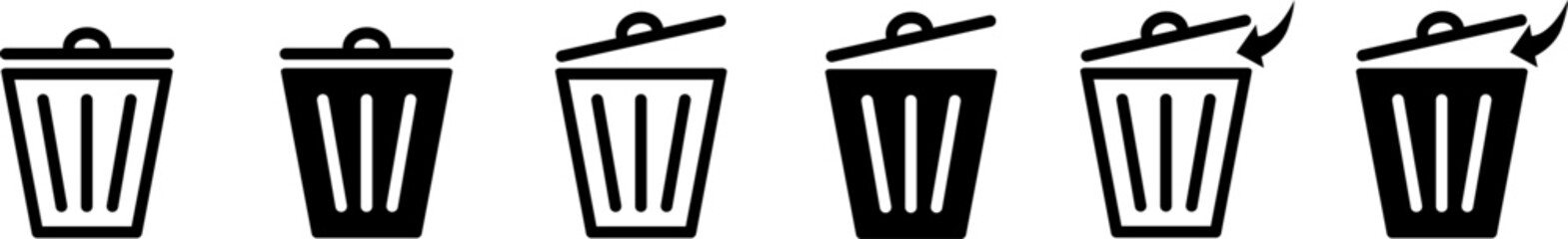 Trash can vector icon set.Bin and trash can png icons.Recycle bin.Vector trash can symbol.Garbage tank.Wastebasket.Dustbin icon.Delete.