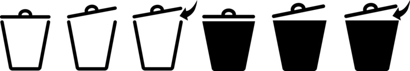 Trash can vector icon set.Bin and trash can png icons.Recycle bin.Vector trash can symbol.Garbage tank.Wastebasket.Dustbin icon.Delete.