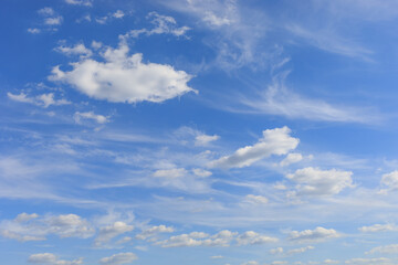 Blue sky with white clouds on a summer day