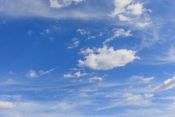 Naklejka na ściany i meble Blue sky with white clouds on a summer day