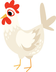 A cartoon vector illustration of cute cartoon chicken.