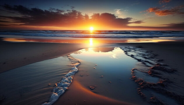 Gorgeous and inspiring beach view of a Sunset / Sunrise. Beautifull nature image.