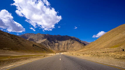 Scenery In leh Ladakh India, road and mountain during sunny day.
