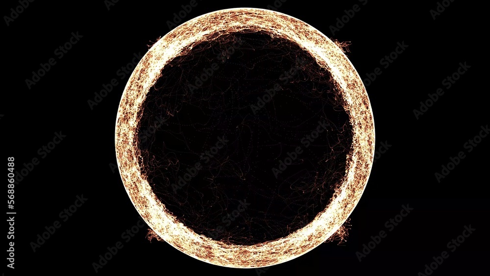 Poster blazing ring of fire. fiery flames and sparks emitting from a circle ring explosion. inferno plasma 