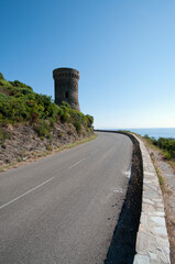 Ancient Genoese tower Cap Corse, France.