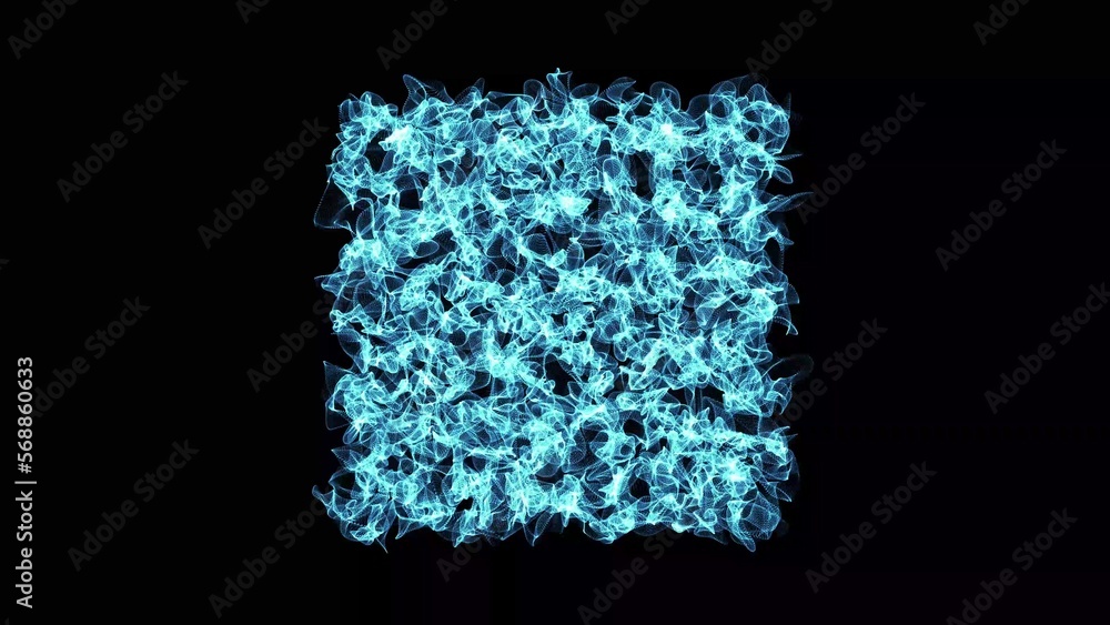 Poster 3d rendering abstract blue fractal light background