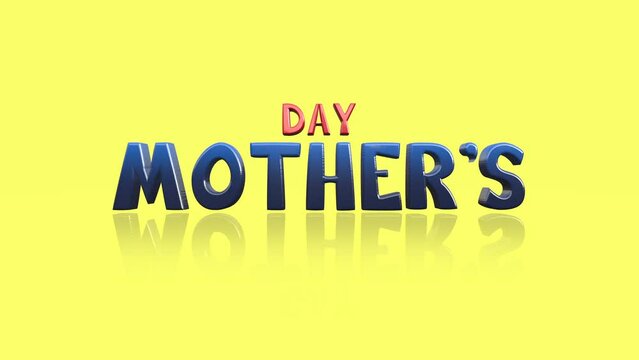 Modern blue Mothers Day text on yellow gradient, motion abstract holidays, promo and advertising style background