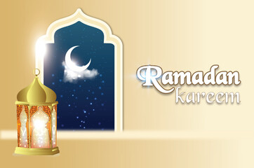 Ramadan kareem arabic Islamic realistic decorative background with islamic elements