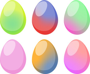 Colorful Eggs Set With Gradient Mesh, Vector Illustration