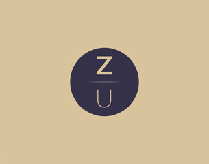 ZU letter modern elegant logo design vector images