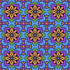 Fototapeta premium mandala seamless pattern, vector colorful background, backdrop.