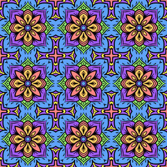 mandala seamless pattern, vector colorful background, backdrop.