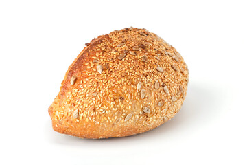 Loaf of bread isolated on white background. Whole bread.Crispy bread roll isolated against white background