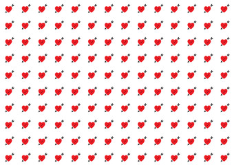Seamless pattern red hearts with arrow vector icons. valentine's day background.