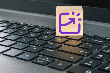 Increasing investment equities trading chart icon on computer keyboard
