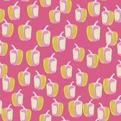 Simple bell pepper seamless pattern. Bulgarian pepper wallpaper.