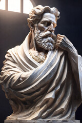 Philosopher marble statue, Generative AI