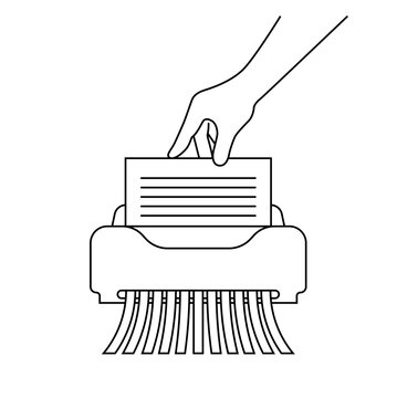 hand inserting paper into shredder clip art preview