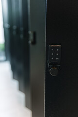 Naklejka premium A locker with a lock. Concept of school corridor with a locker