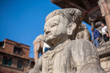 Fototapeta premium Old stone sculpture in Bhaktapur durbar square, Nepal