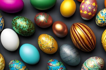 Fototapeta na wymiar Easter eggs colorful generative AI