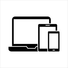 Device Icons of responsive design for presentation, smartphone, tablet, laptop and desktop computer. Vector illustration on white background