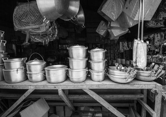 Market stall selling pots and pans - Philippines