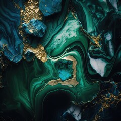 Green-blue marble texture with gold splashes