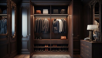 Luxury interior wardrobe for elegance clothes