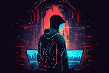 Person in Hood. AI Hacker, Generative AI