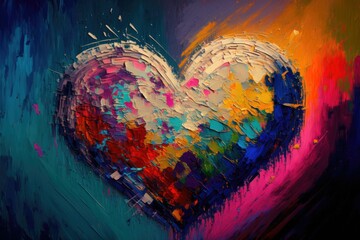 Abstract big heart,watercolor explosion, Valentine's day background ,made with Generative AI