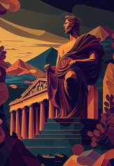 Fototapeta premium Abstract illustration of Athens landmarks ,made with Generative AI