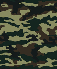 Fototapeta premium Green army camouflage background, disguise texture, vector seamless pattern. Ornament