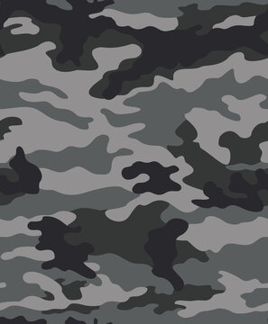 Gray camouflage army pattern vector seamless background for print, disguise.