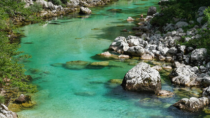 Soca bei Kobarid im Triglav Nationalpark in Slowenien