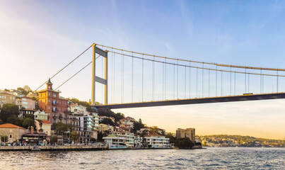 Fatih Sultan Mehmet bridge over Bosphorus in Istanbul, Turkey
