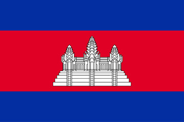 Cambodia flag wave isolated on png or transparent background