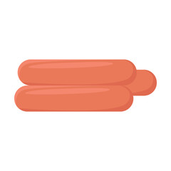 Sausage flat vector illustration. Cartoon drawing of pork sausages isolated on white background. Food, meat, shopping concept