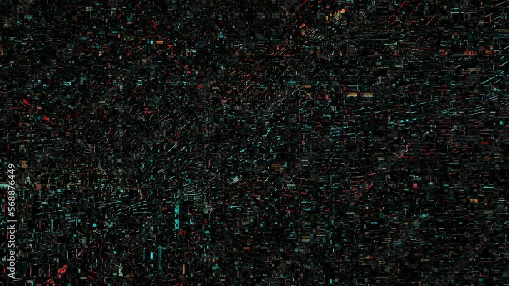 Canvas Prints colorful abstract small particle rotating on black background. futuristic, big data animation concep